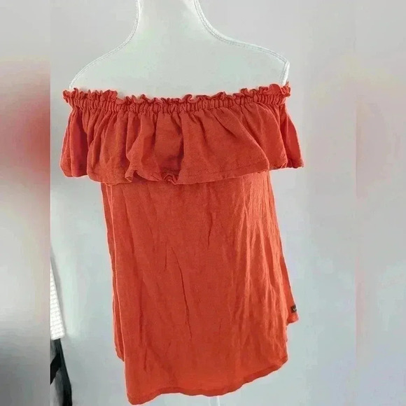 Matilda Jane Orange Off The Shoulder Top Size Small Ruffle Sleeve - Picture 3 of 12